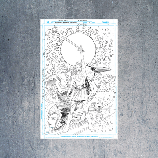 SUPERGIRL: WOMAN OF TOMORROW by Bilquis Evely 11"x 17" Black & White Art Board Facsimile
