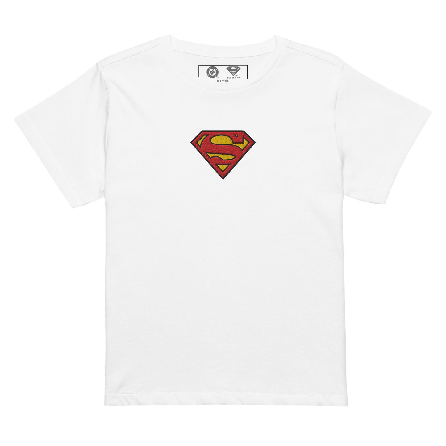 SUPERMAN Logo Embroidered Women's High-waisted T-Shirt