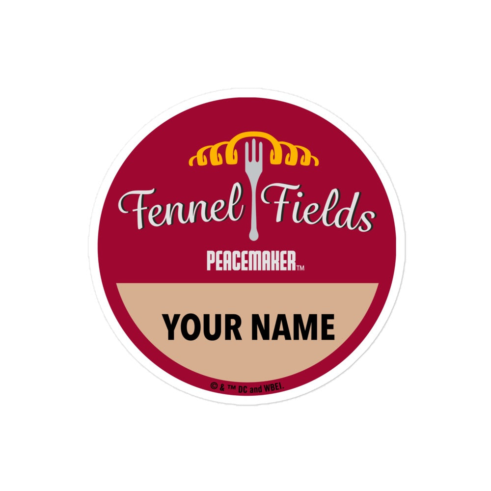PEACEMAKER Fennel Fields Personalized Sticker 4 in x 4 in