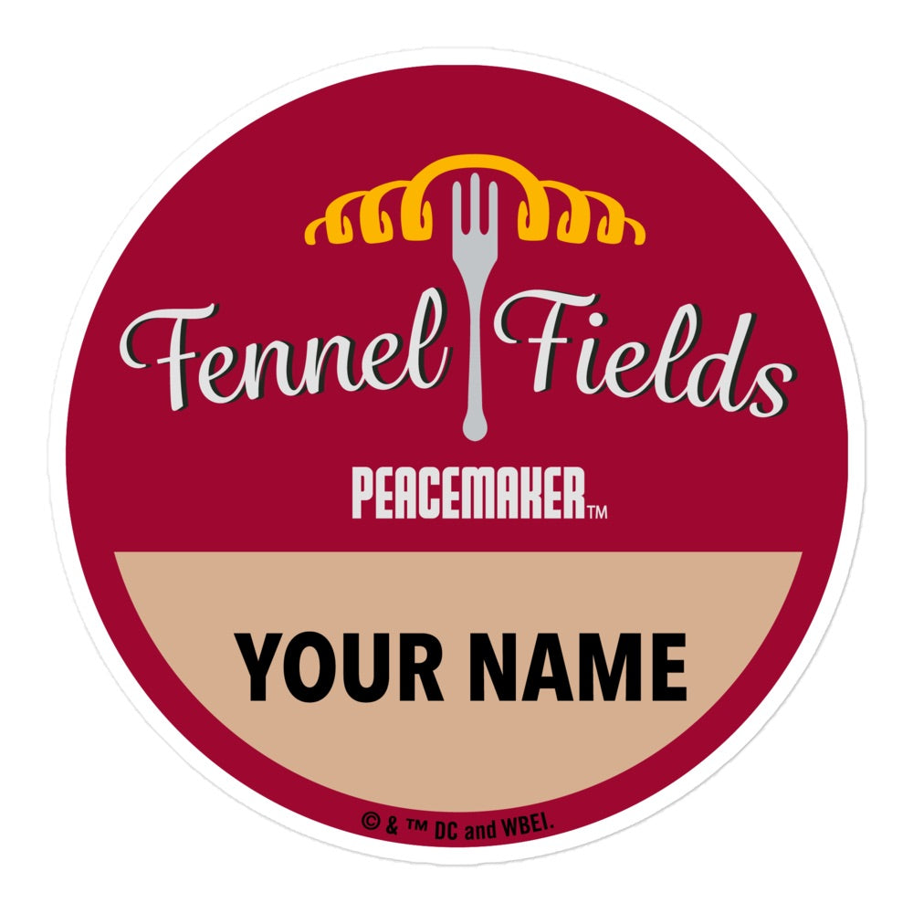 PEACEMAKER Fennel Fields Personalized Sticker 5.5 in x 5.5 in