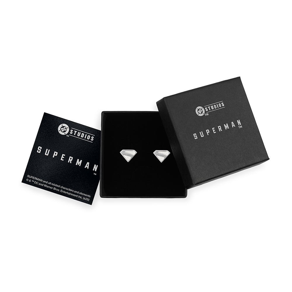 SUPERMAN (2025 Movie) S-Shield Sterling Silver Earrings