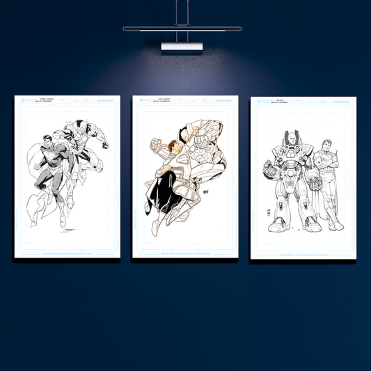 MAN OF TOMORROW Superman & Lex Luthor by Jim Lee, Jorge Jiménez, Mitch Gerads 11"x 17" Black & White Art Board Facsimile Set