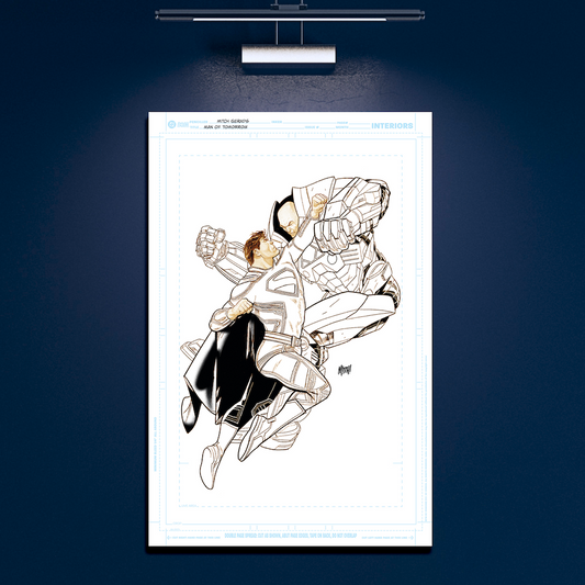 MAN OF TOMORROW Superman & Lex Luthor by Mitch Gerads 11"x 17" Black & White Art Board Facsimile
