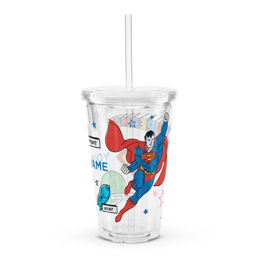 SUPERMAN Personalized Clear Plastic Tumbler