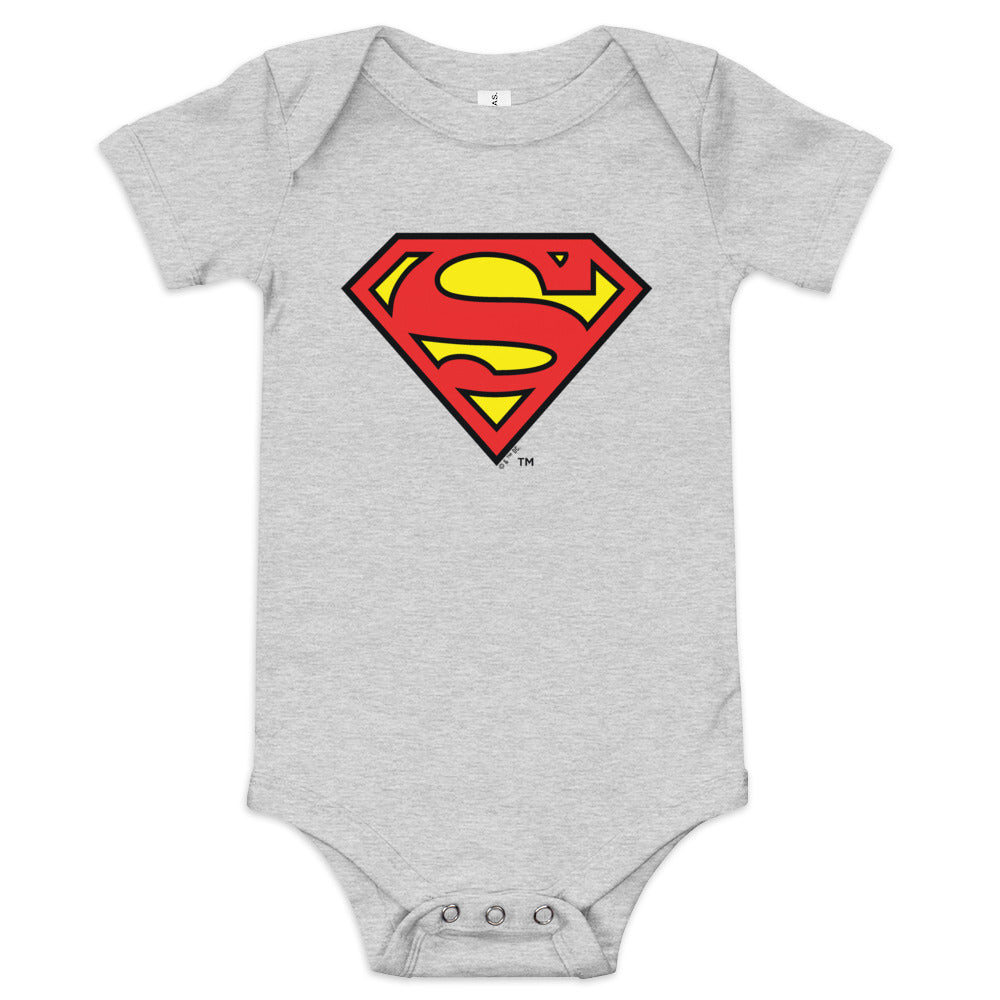 SUPERMAN Logo Baby Bodysuit Grey