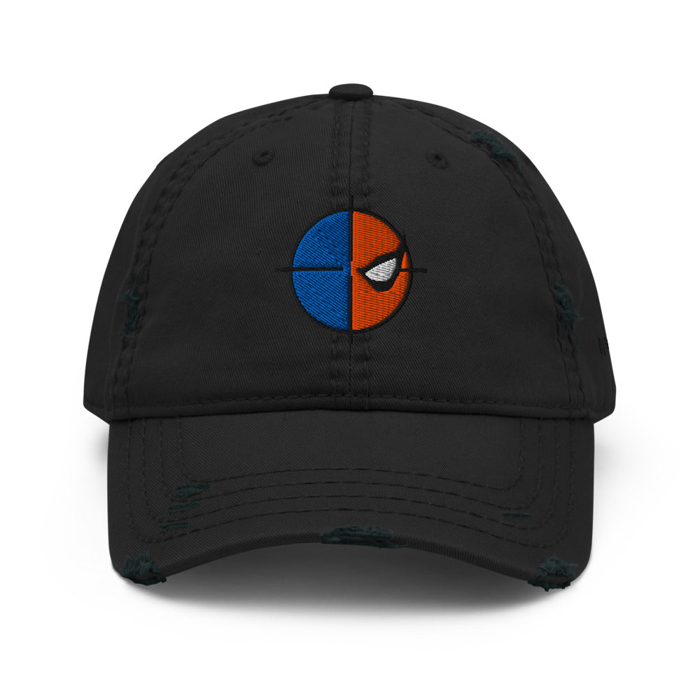 DEATHSTROKE Logo Distressed Dad Hat Embroidered Black