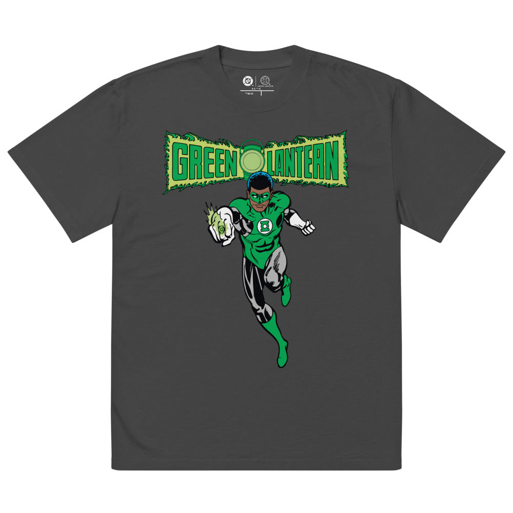 GREEN LANTERN John Stewart Oversized Faded T-Shirt Faded Black