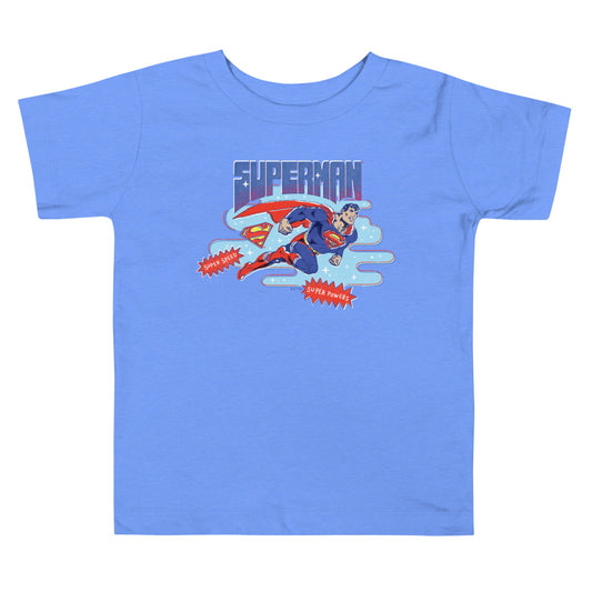 SUPERMAN Super Speed, Super Powers Toddler T-Shirt Heather Columbia Blue