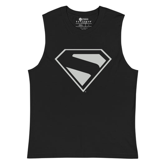 SUPERMAN (2025 Movie) Silver Shield Muscle Tank Top Black