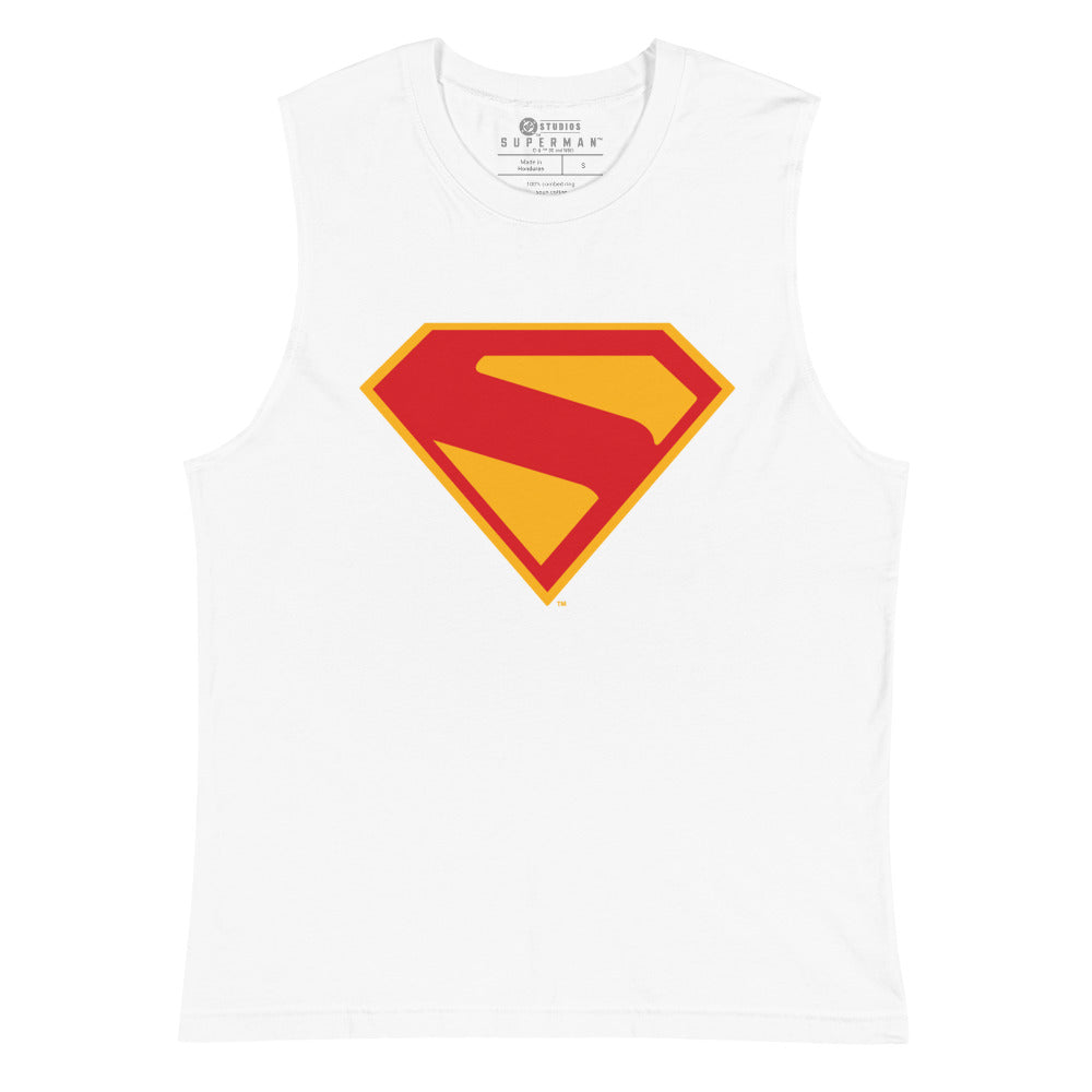 SUPERMAN (2025 Movie) Shield Muscle Tank Top White