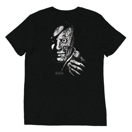 TWO-FACE Embroidered Tri-Blend T-Shirt "Duality"  Solid Black Triblend