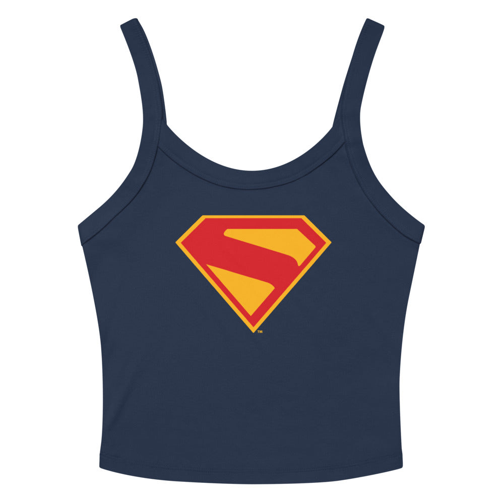 SUPERMAN (2025 Movie) Shield Micro-Rib Tank Top Solid Navy Blend