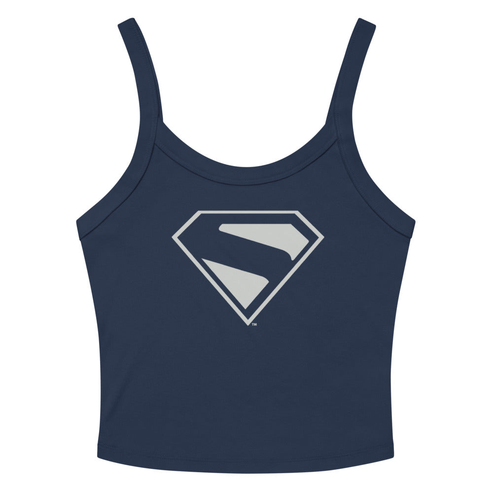 SUPERMAN (2025 Movie) Silver Shield Micro-Rib Tank Top Solid Navy Blend