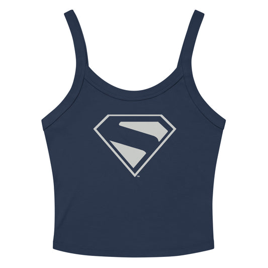 Superman (2025 movie) black & silver s-shield women’s micro-rib tank top - solid navy blend