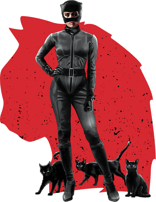 Catwoman Standing with Cats
