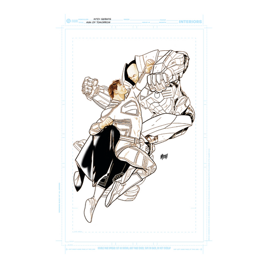 MAN OF TOMORROW Superman & Lex Luthor by Mitch Gerads 11"x 17" Black & White Art Board Facsimile