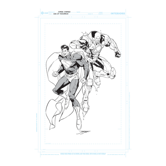 MAN OF TOMORROW Superman & Lex Luthor by Jorge Jiménez 11"x 17" Black & White Art Board Facsimile