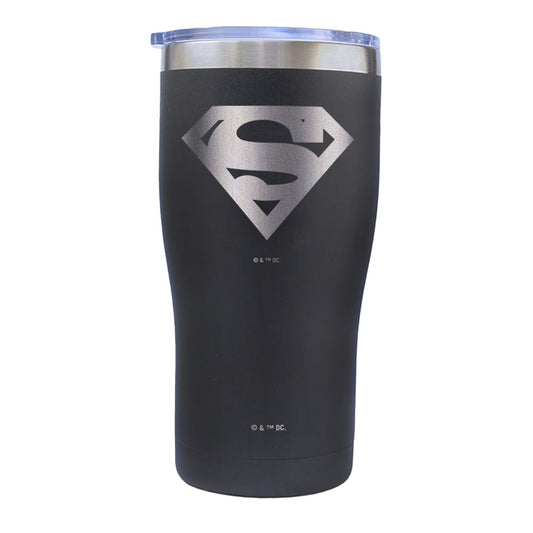 Superman logo engraved tumbler - matte black