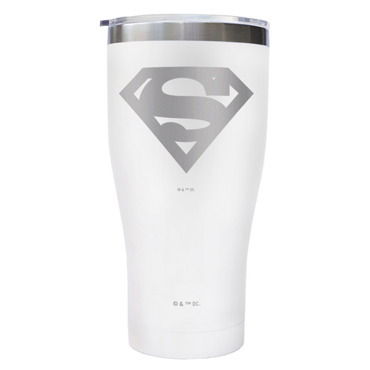 Superman logo engraved tumbler - gloss white