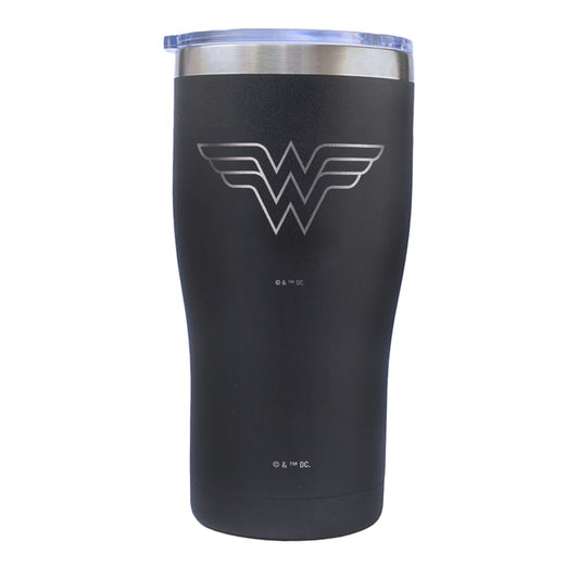 Wonder woman logo engraved tumbler - matte black