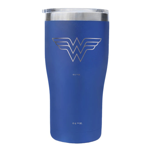 Wonder woman logo engraved tumbler - blue