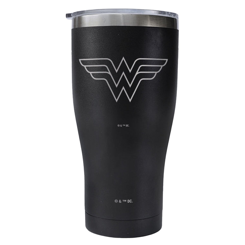 WONDER WOMAN Logo Engraved Tumbler Matte Black
