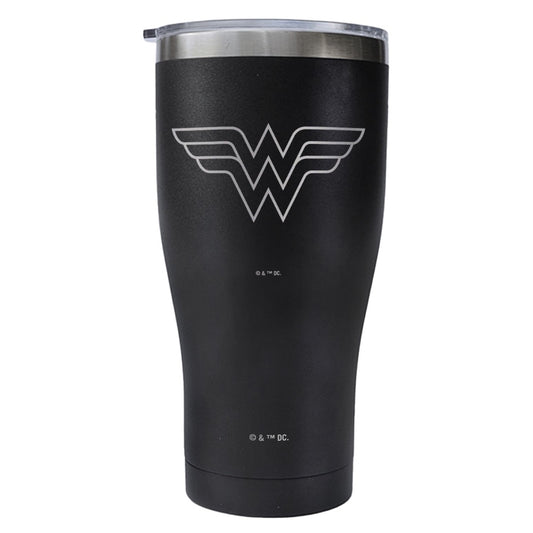 Wonder woman logo engraved tumbler - matte black