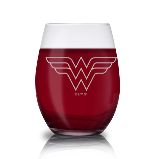 WONDER WOMAN Logo Engraved Stemless Wine Glass