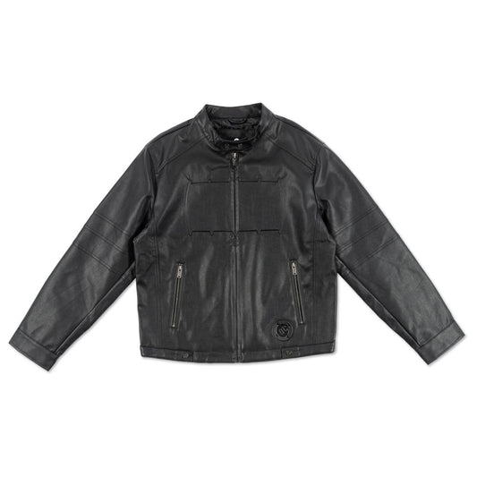 ABSOLUTE BATMAN Embossed Leather Jacket - Black - XXXL