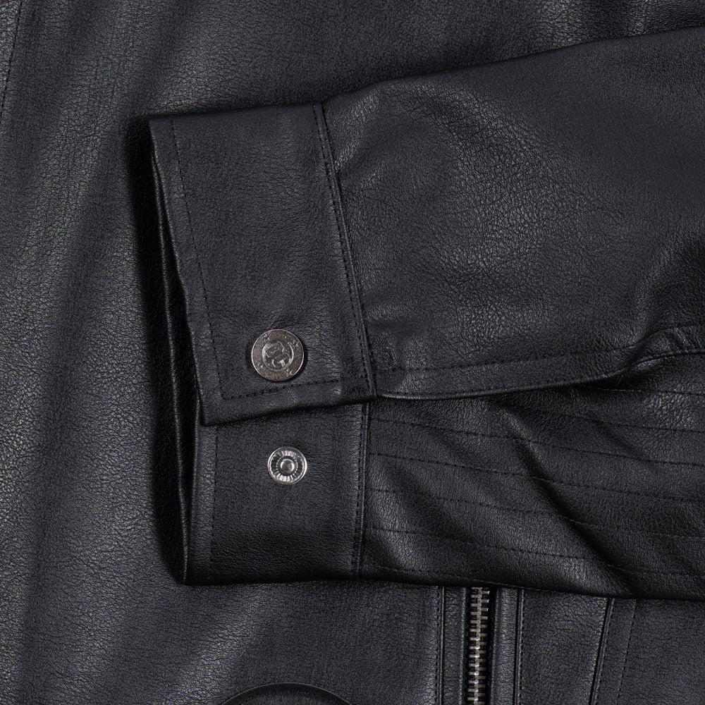 ABSOLUTE BATMAN Embossed Leather Jacket-6