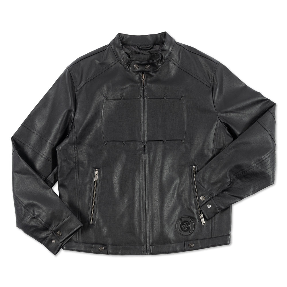 ABSOLUTE BATMAN Embossed Leather Jacket-8