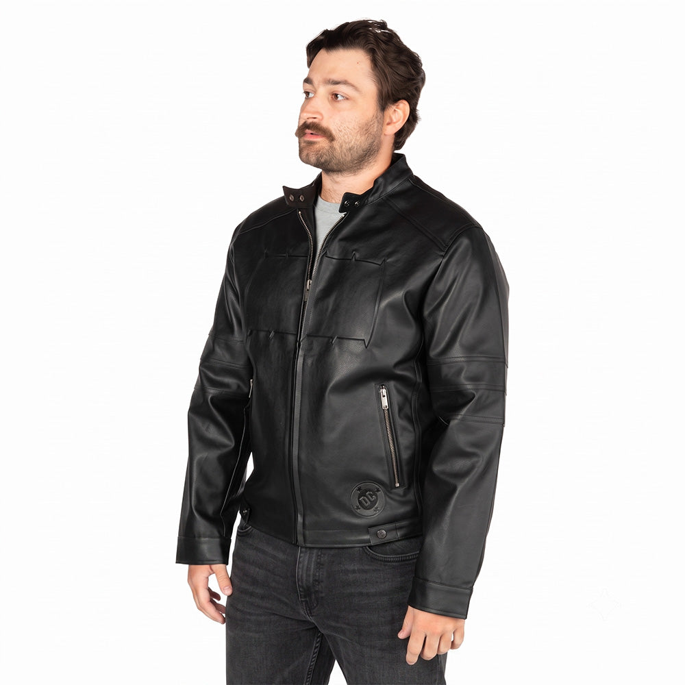 ABSOLUTE BATMAN Embossed Leather Jacket-12