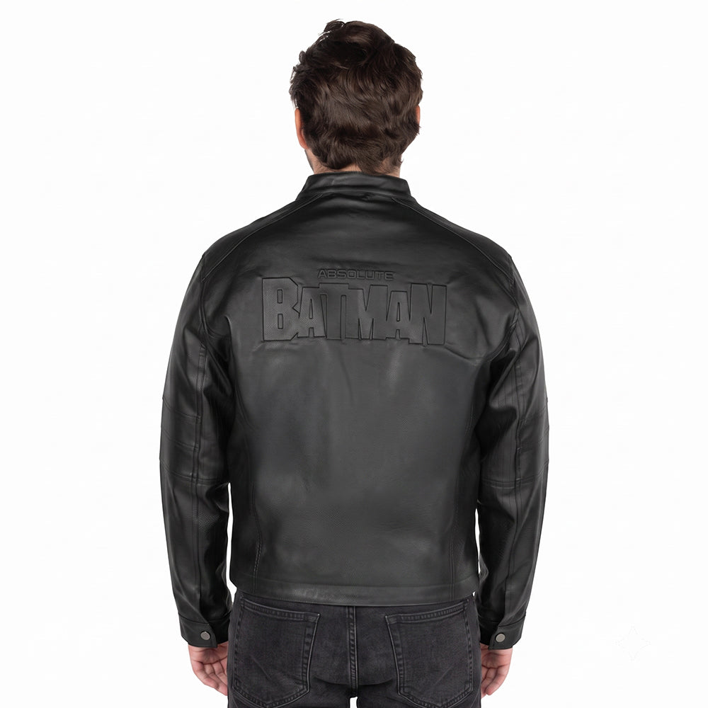 ABSOLUTE BATMAN Embossed Leather Jacket-14
