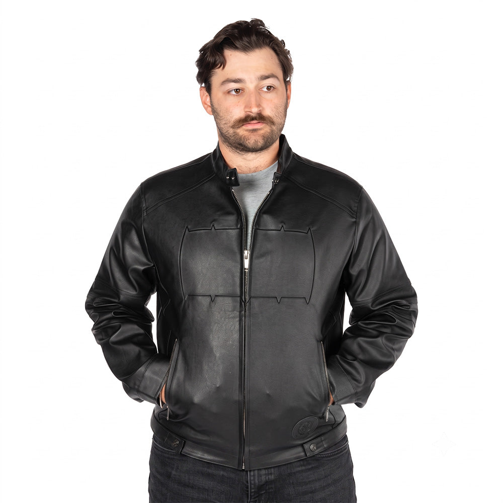 ABSOLUTE BATMAN Embossed Leather Jacket-15