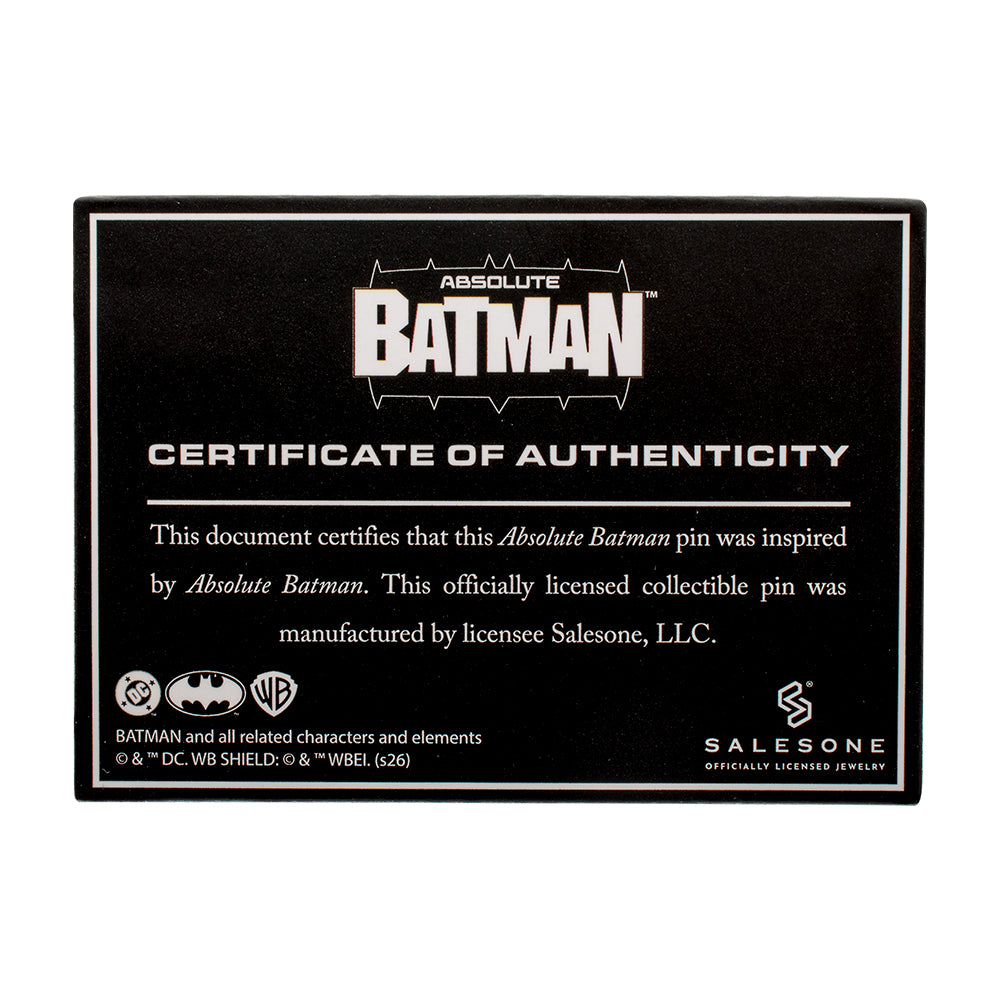 ABSOLUTE BATMAN Battle Axe Lapel Pin Collector’s Box