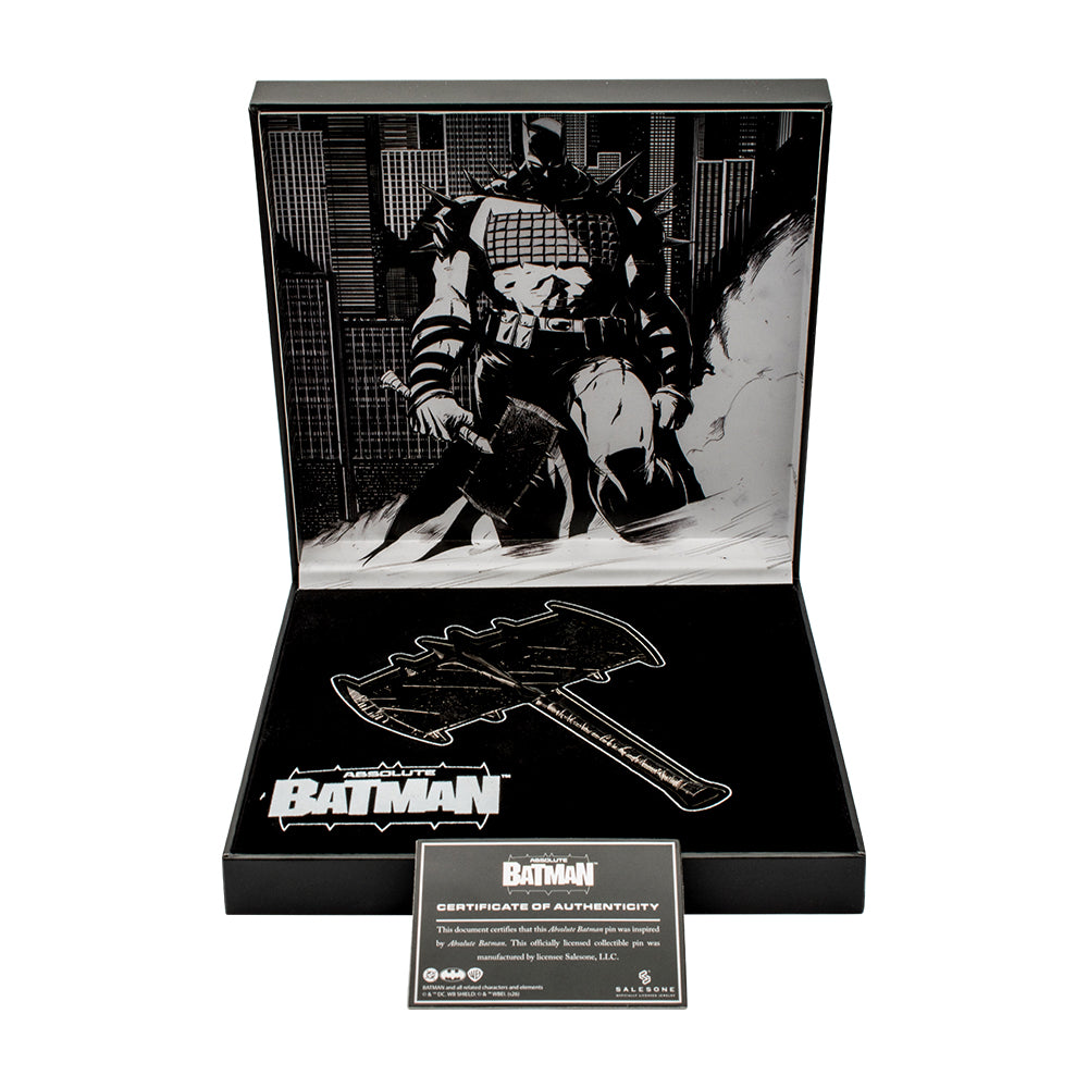 ABSOLUTE BATMAN Battle Axe Lapel Pin Collector’s Box