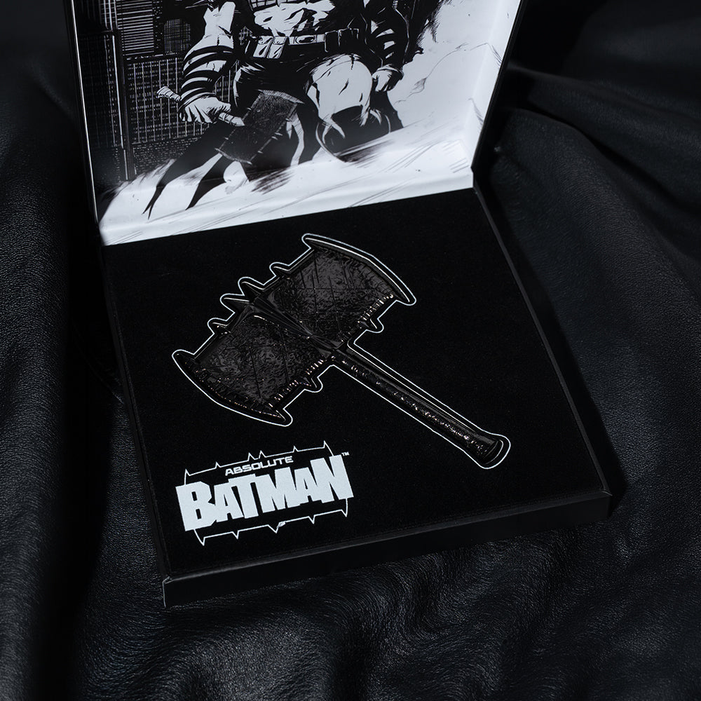 ABSOLUTE BATMAN Battle Axe Lapel Pin Collector’s Box