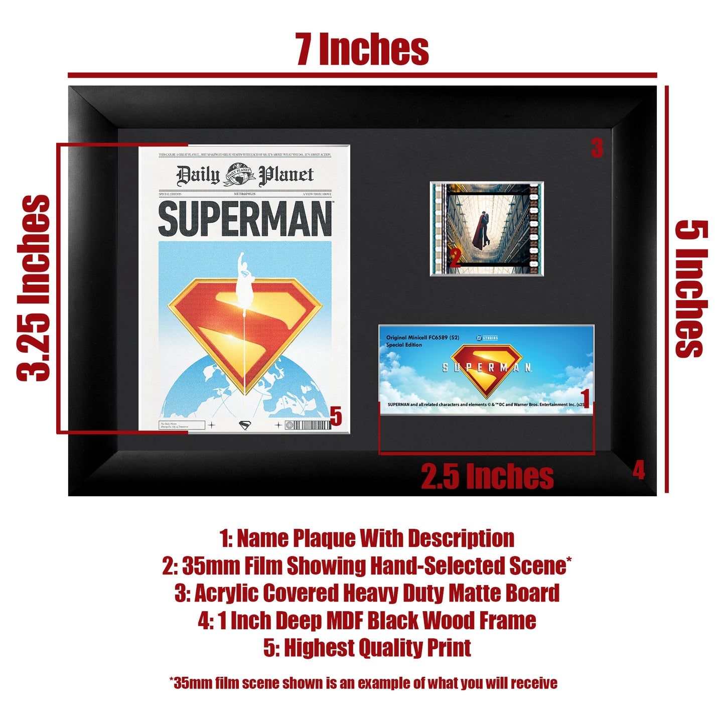 SUPERMAN (2025 Movie) Daily Planet Minicell FilmCells™ Framed Desktop Presentation