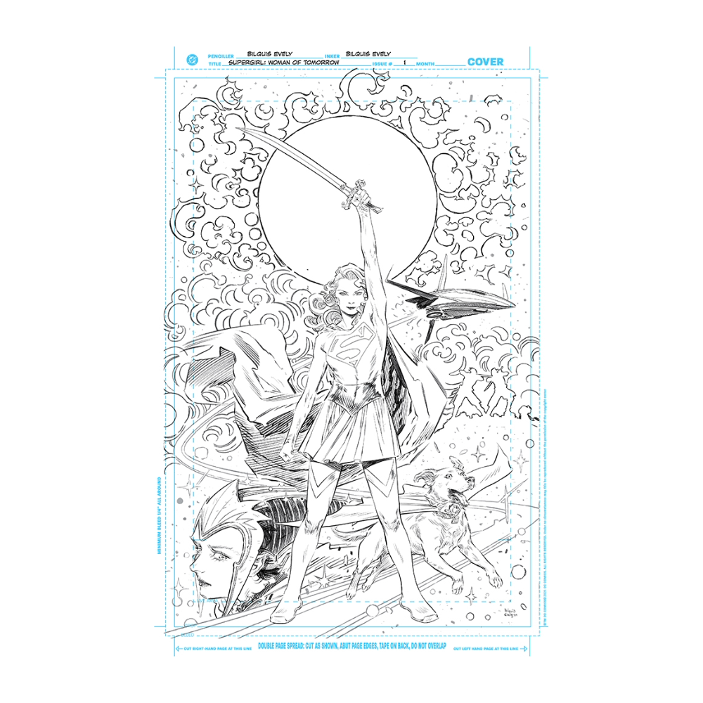 SUPERGIRL: WOMAN OF TOMORROW by Bilquis Evely 11"x 17" Black & White Art Board Facsimile