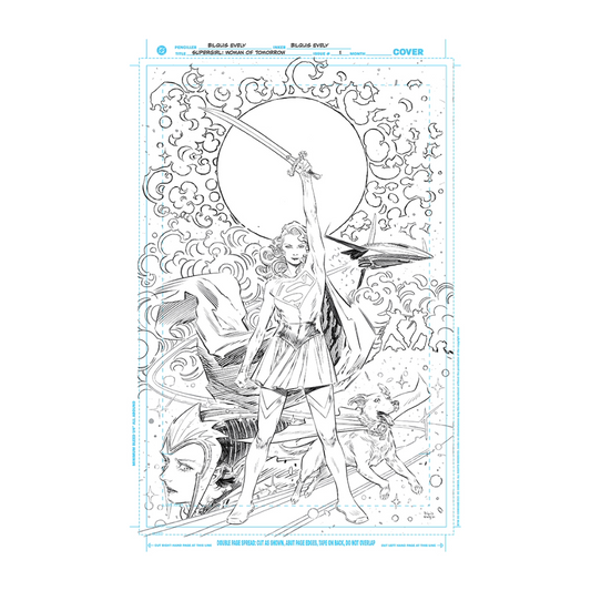SUPERGIRL: WOMAN OF TOMORROW by Bilquis Evely 11"x 17" Black & White Art Board Facsimile