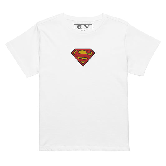 SUPERMAN Logo Embroidered Women's High-waisted T-Shirt