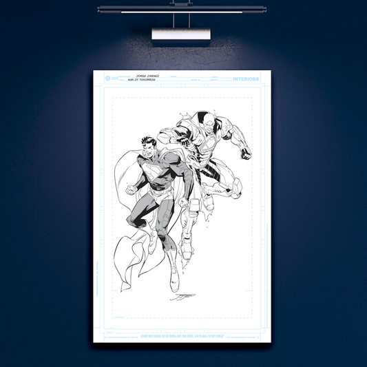 MAN OF TOMORROW Superman & Lex Luthor by Jorge Jiménez 11"x 17" Black & White Art Board Facsimile