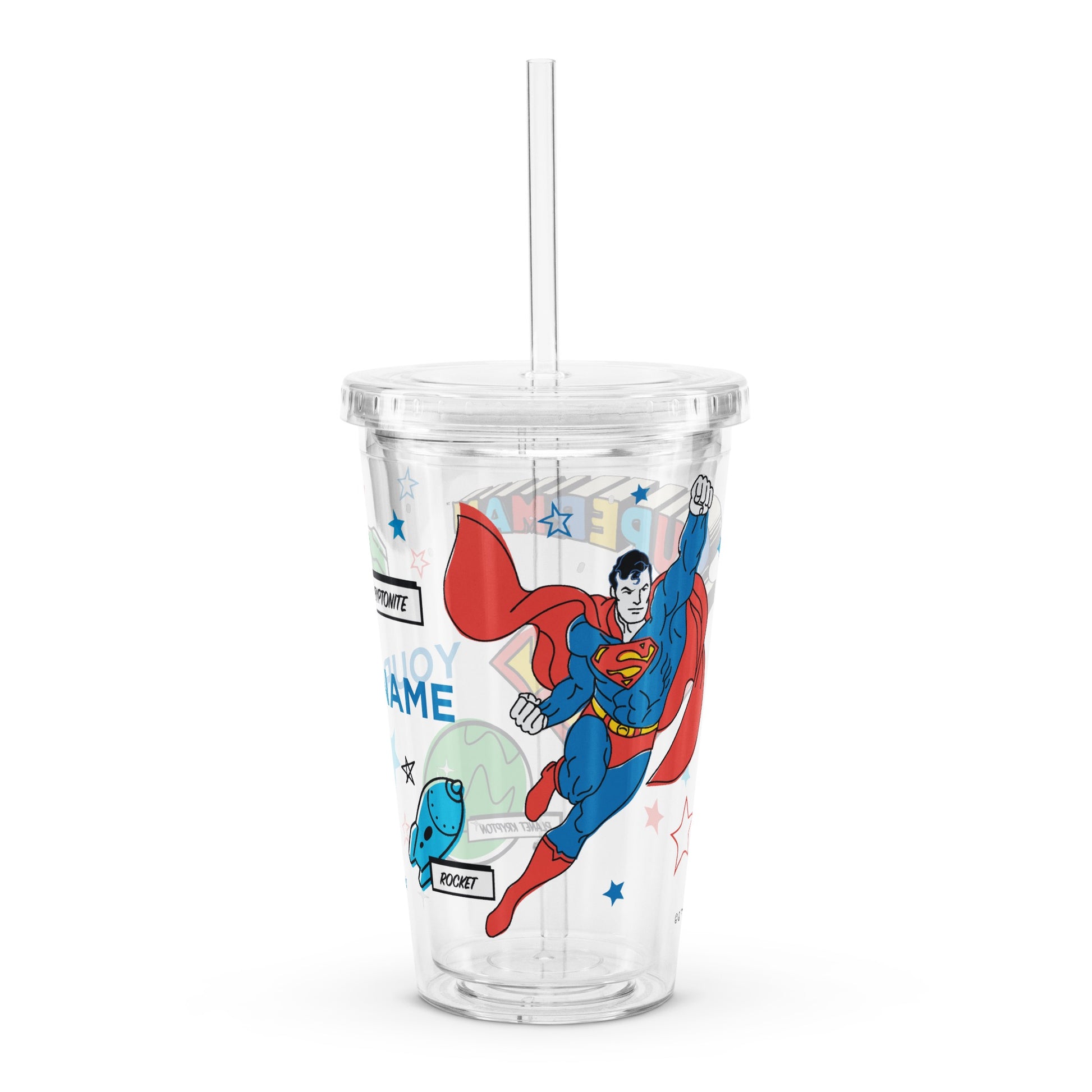 SUPERMAN Personalized Clear Plastic Tumbler