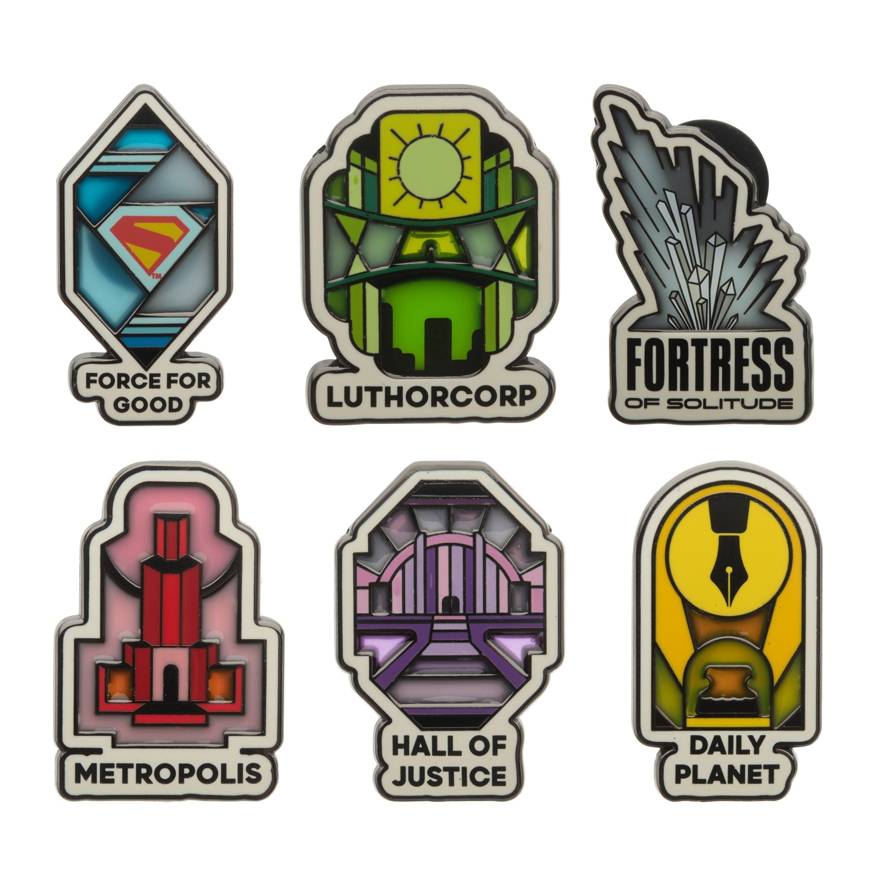 Superman Movie Stained Glass Pin Set (6pcs)