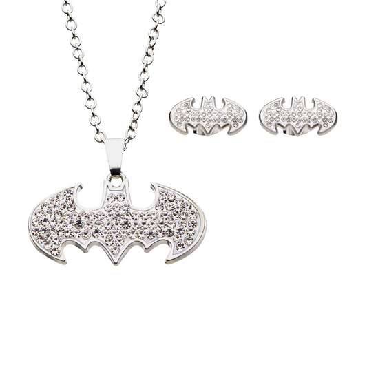 BATMAN Silver Plated Necklace and Earring Set