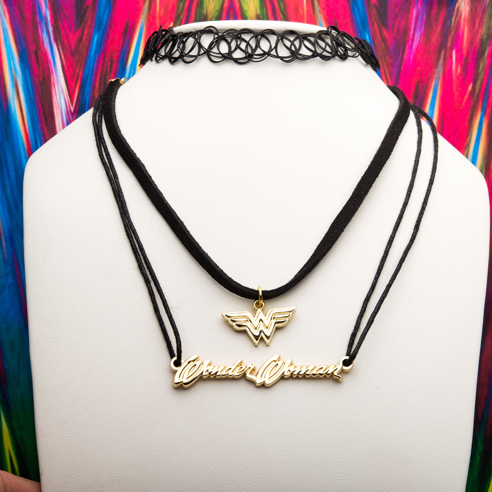 WONDER WOMAN Logo Elastic Tattoo and Cord Choker Set
