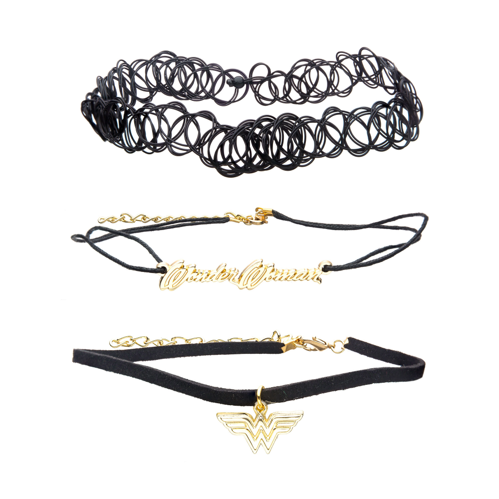 WONDER WOMAN Logo Elastic Tattoo and Cord Choker Set