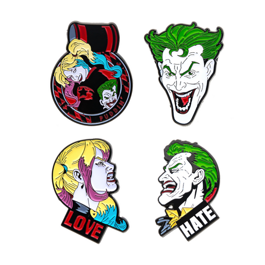 THE JOKER & HARLEY QUINN Face Lapel Pin Set