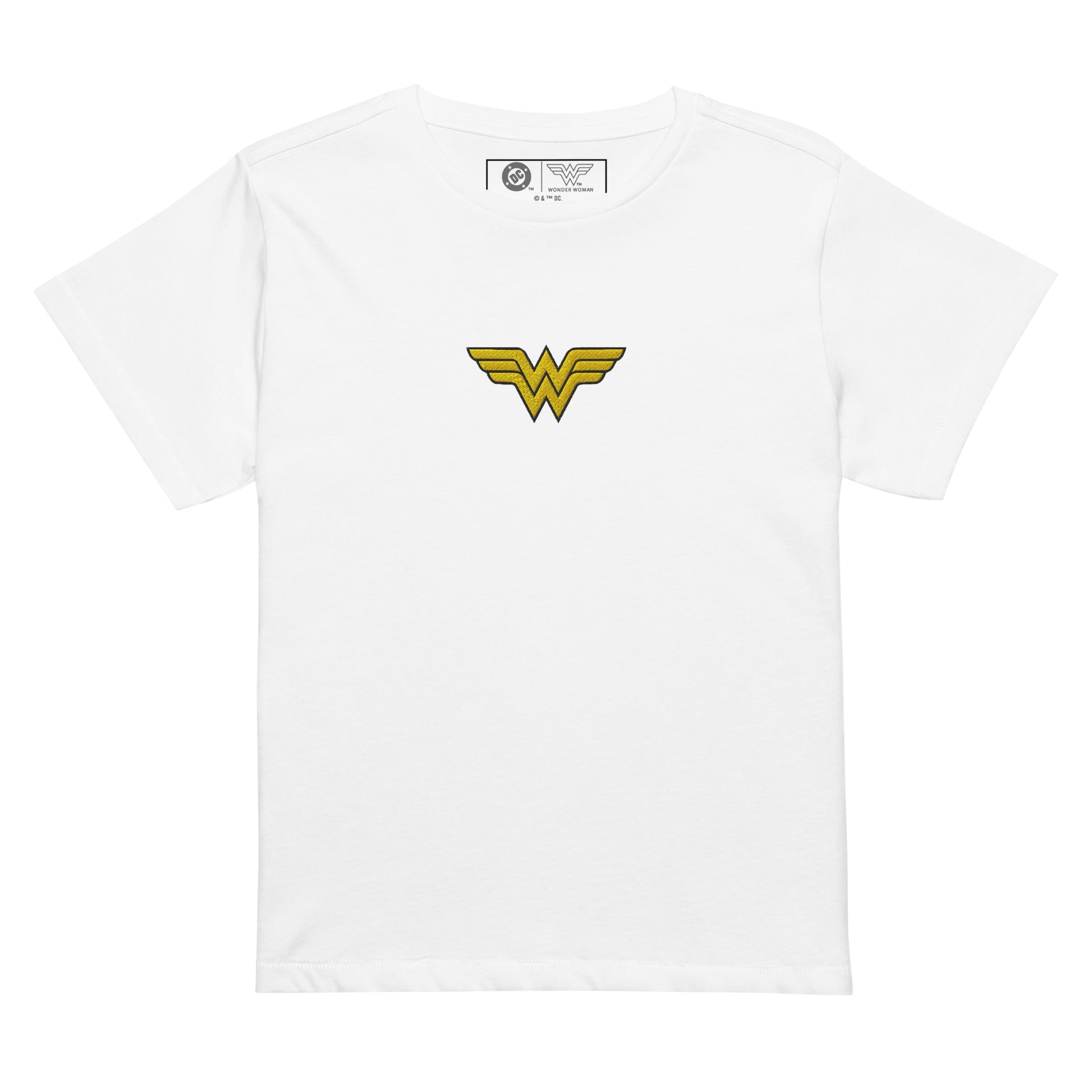 WONDER WOMAN Logo Embroidered Women's High-waisted T-Shirt White