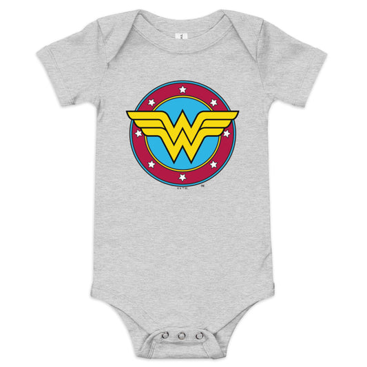 WONDER WOMAN Logo Baby Bodysuit Grey